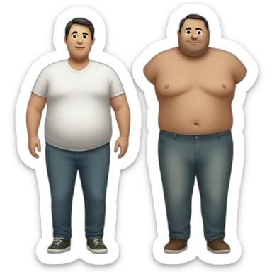 a fat man and a very skinny man in full growth sticker