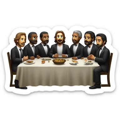 the last supper wearing suits in a modern office sticker