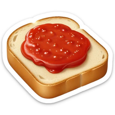 slice of bread with with a squeeze of tomatoe sauce on top sticker