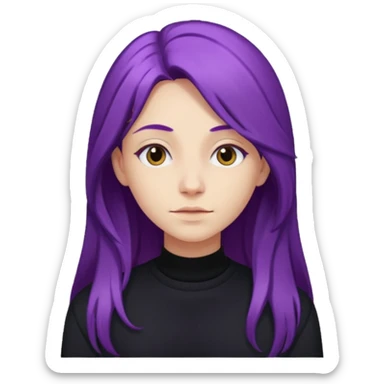 faz menos gótica mas com cabelo roxo comprido e camisola preto sticker