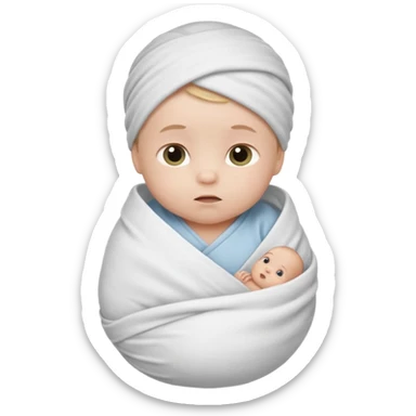 A baby boy wrapped up in a swaddle sticker