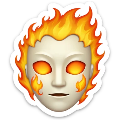 featureless head with fire, no eyes, no mouth, blank face sticker