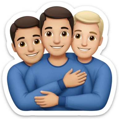 1 Hispanic and 2 white gay guys as a throuple sticker
