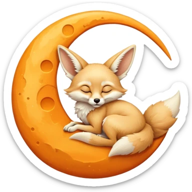 fennec sleeping on a moon sickle  sticker