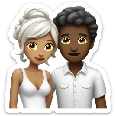 Fille noir Garçon blanc couple amour sticker