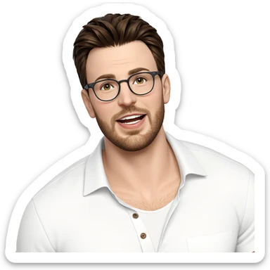 smiling boy in white shirt sticker