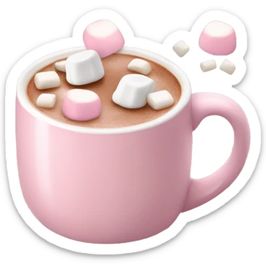 Light Pink mug of hot chocolate with marshmallows  sticker