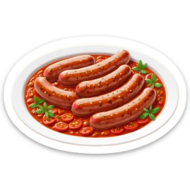 emoji of Rougail saucisse meal. Typical Reunion island meal. Sliced sausage in tomato sauce with thym  sticker