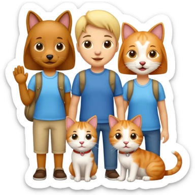 tour group with one dog and two cats sticker