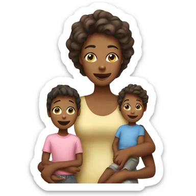 Mom with son and daughter  sticker