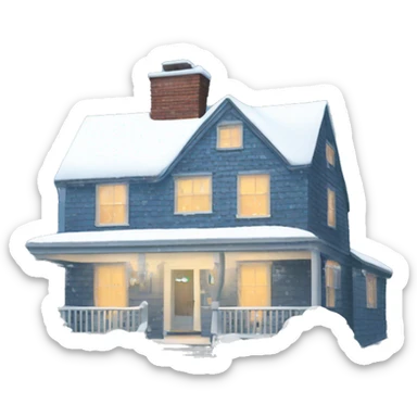 Snow on a cape cod house  sticker