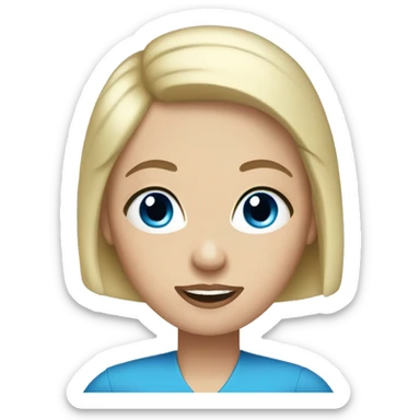pale woman with blonde buzzcut and blue eyes sticker