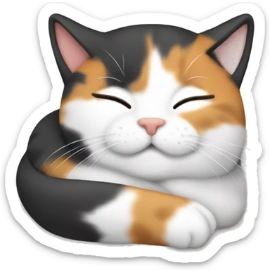 Sleeping calico cat sticker