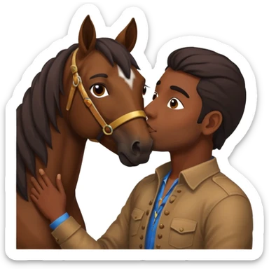 indian man kissing a horse sticker