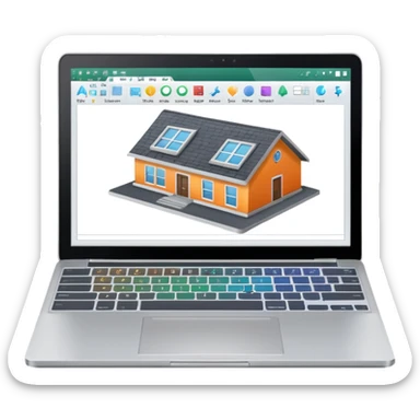 create an emoji of a laptop that has autocad architectural drawings on the screen sticker