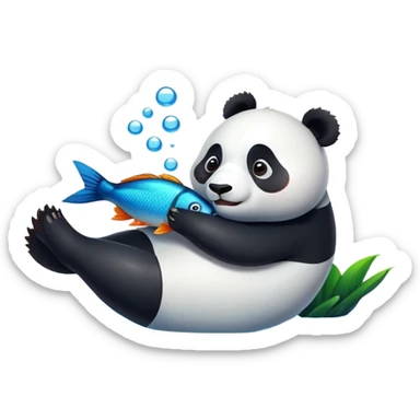 Panda hugs fainting fish sticker