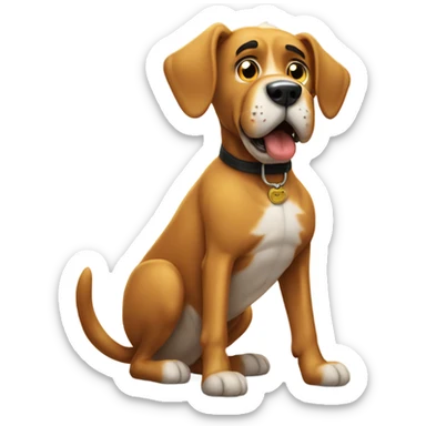 A huge boxing dog that is taunting a small cat sticker