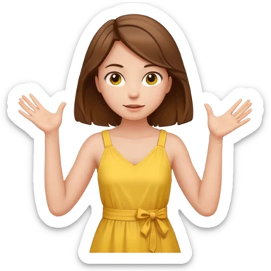 A girl with curious expressions and her arms making a v  on her waist  sticker