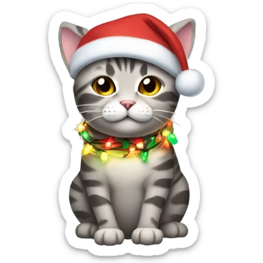 cat wrapped in christmas lights sticker