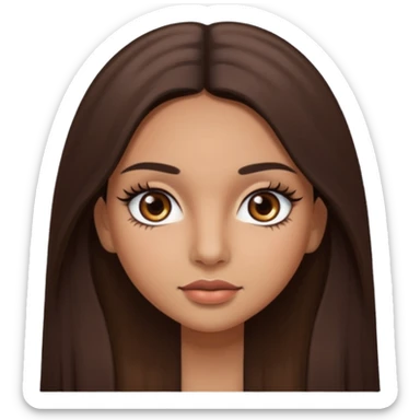 latina girl with straight long brown hair, dark dark brown eyes and lashes sticker