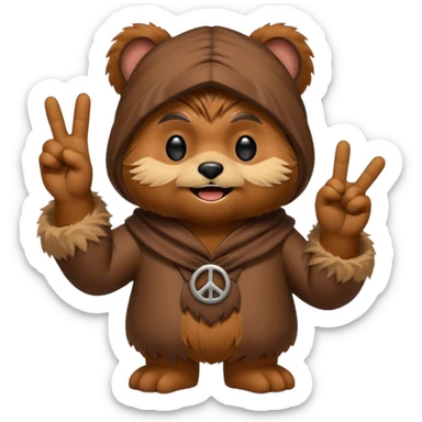 Ewok giving peace sign sticker