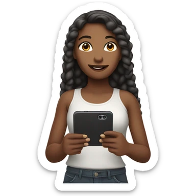 Girl with phone sticker