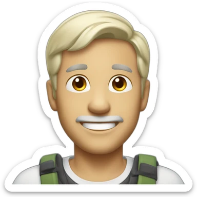 man short grey blond hair 50 years old cheeky grin sticker