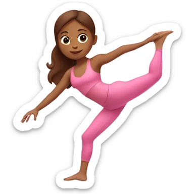 girl with brown hair doing yoga in a pink workout set sticker