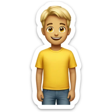 smiling boy in yellow shirt sticker
