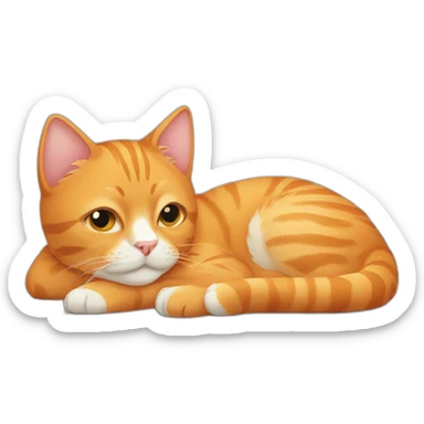 orange-tabby-cat-laying down,-very happy sticker