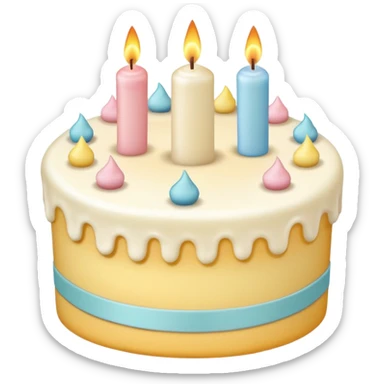 1 layer pastel birthday cake with one candle  sticker