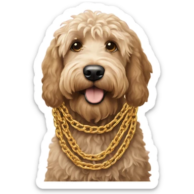 Labradoodle wearing large gold chain sticker