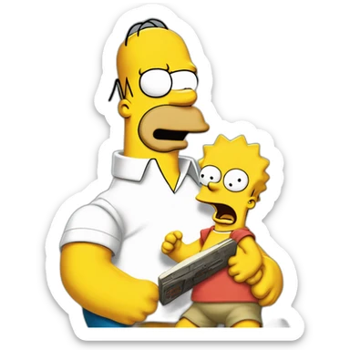 Homer Simpson losing his temper holding a 11 Bart Simpson ragdoll by it's neck sticker
