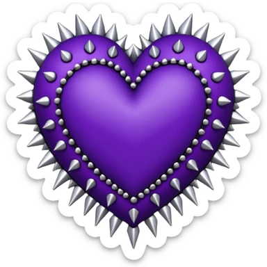 goth heart with purple lace and silver spikes sticker