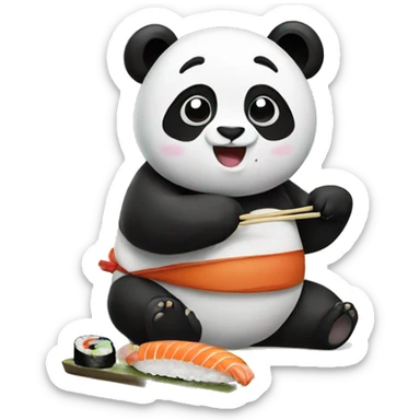 Panda eats sushi sticker