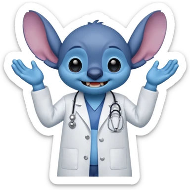 stitch com fantasia de medico sticker