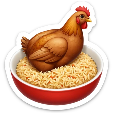 Bol rouge a bande noir vertical avec des nuggets et du riz melanger sticker