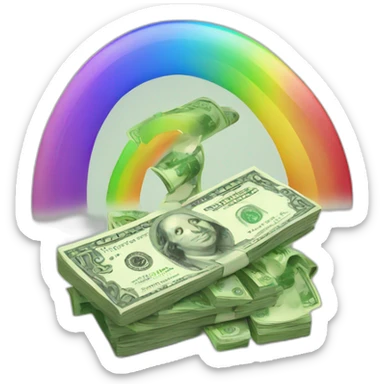 rainbow and money sticker