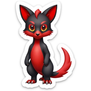 Cute cool black red animal hybrid Fakemon full body  sticker