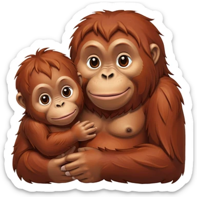 orangutan mother with baby sticker