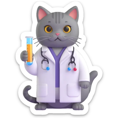 cat scientist holding a test tube sticker
