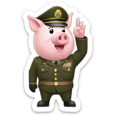 pig performs a military salute sticker
