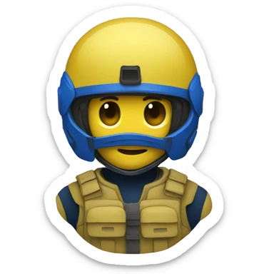 emoji yellow solider blue helmet sticker