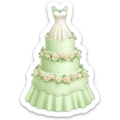 wedding cake on the green wedding dress sticker