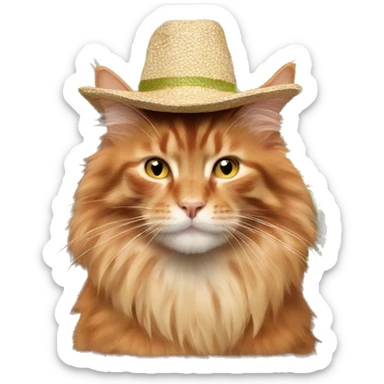 Red mainecoon cat with sunflower hat sticker