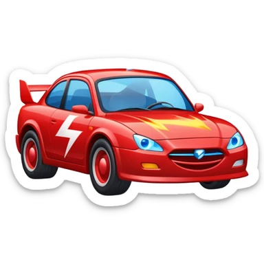 Un carro rojo con ojos azules y que tenga alerón y un Rayo y un 95 en las puertas  sticker