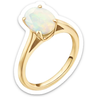 Oval opal engagement ring with gold band sticker