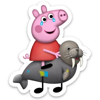 Just take that the Peppa Pig body details tears Wright Street realistic fabric turns into walrus ride Tunes and marks sticker