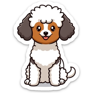Brown and white poodle sticker