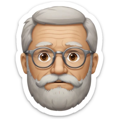old man with big, scruffy beard wearing glasses sticker